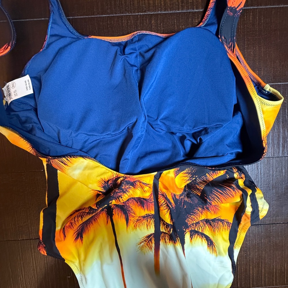 Aerie Real Good One Piece Cheekiest Swimsuit XL Sunset Palm Tree UPF 50 NWT - Picture 6 of 10